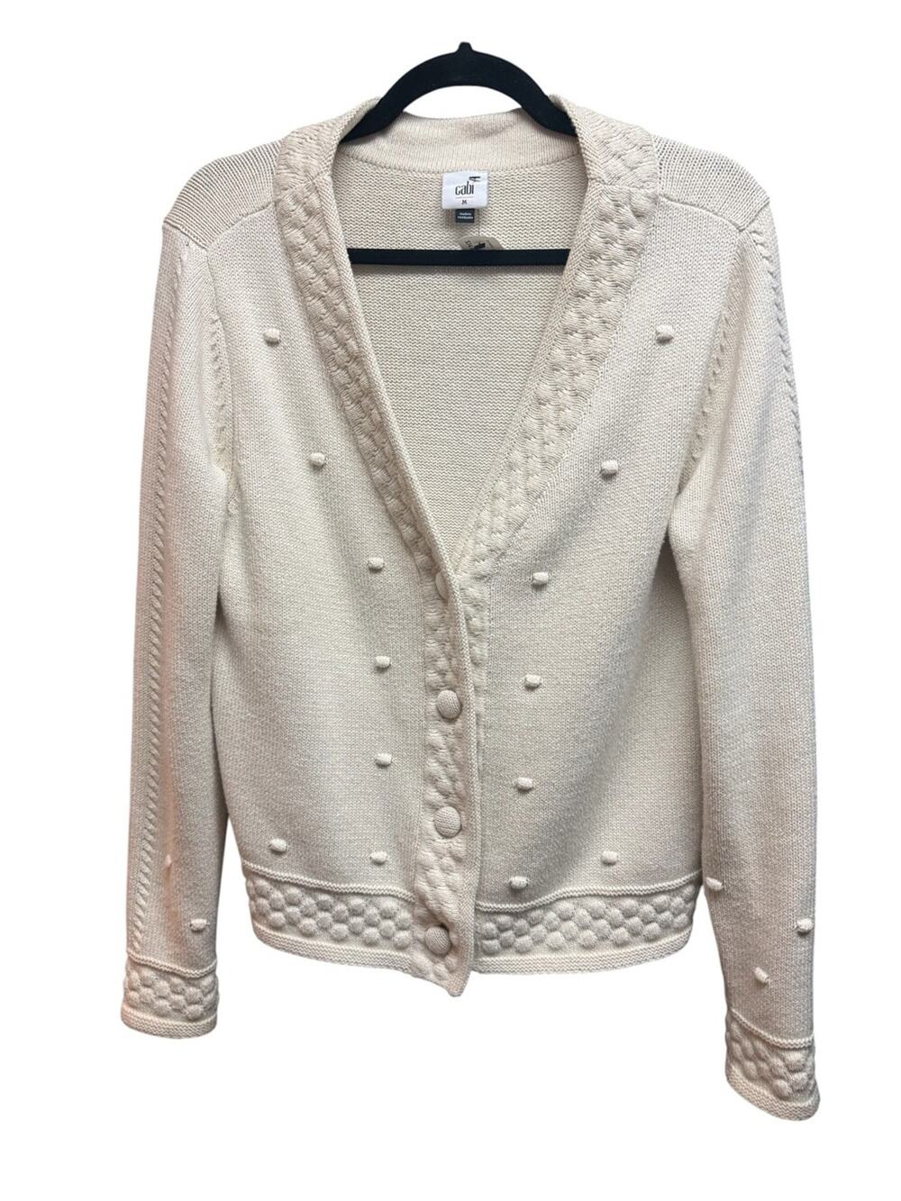Cabi Retro Cardigan Cream Ivory White Size M Cotton Blend | Coastal  Minimalist